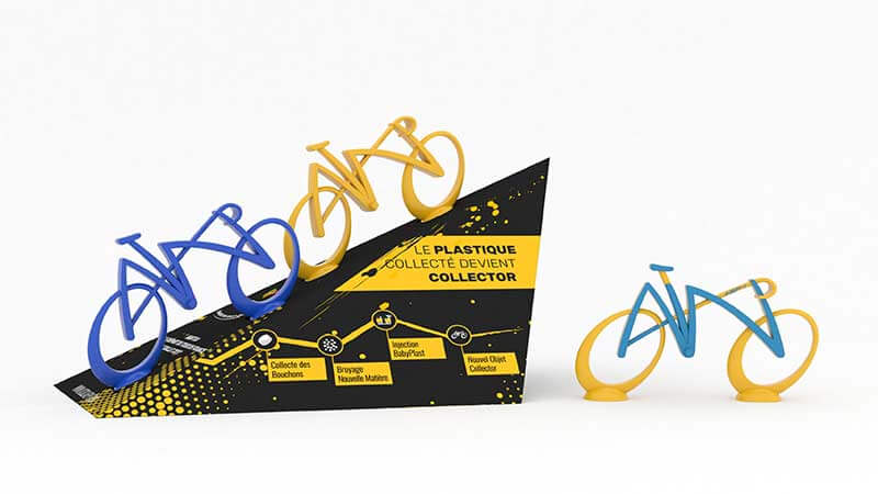 Conception de supports cartons pour les vélos en plastique réalisés à l'occasion du tour de france 2017